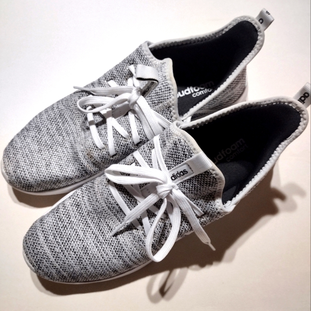 Adidas women's 10 grey and white slipon athletic shoes